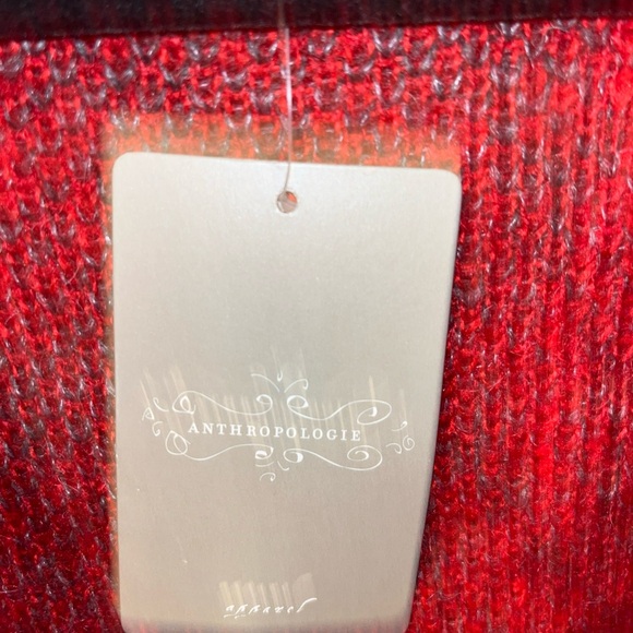 Sparrow Anthropologie Size M Red and Gray Hooded Cardigan Sweater Floral New - Picture 4 of 9